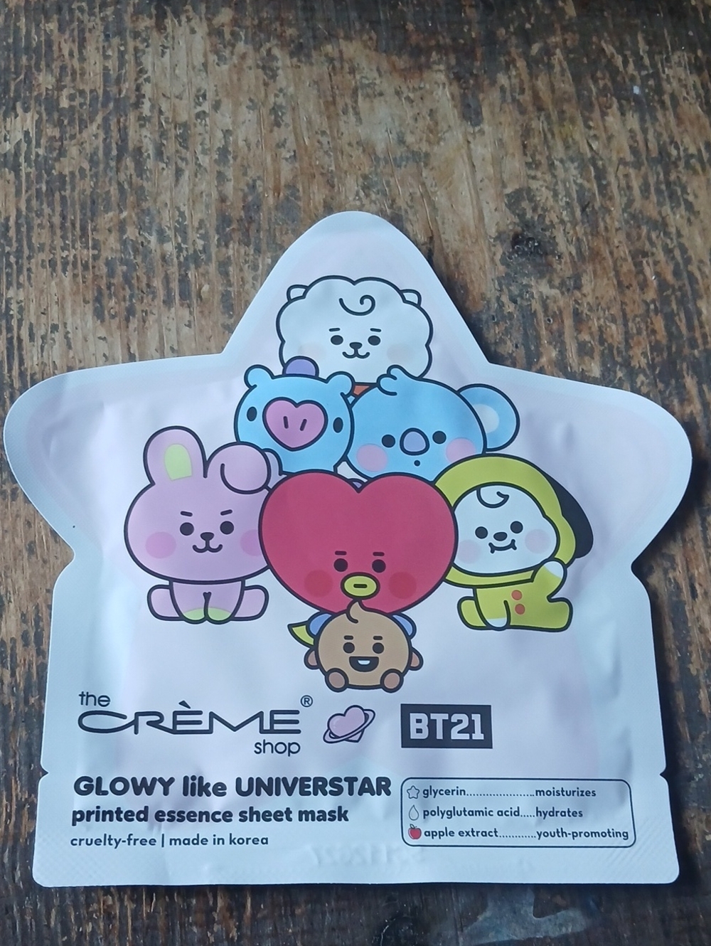 3 Pack Of The Crème Shop - Glowy like UNIVERSTAR Printed Essence Sheet Masks